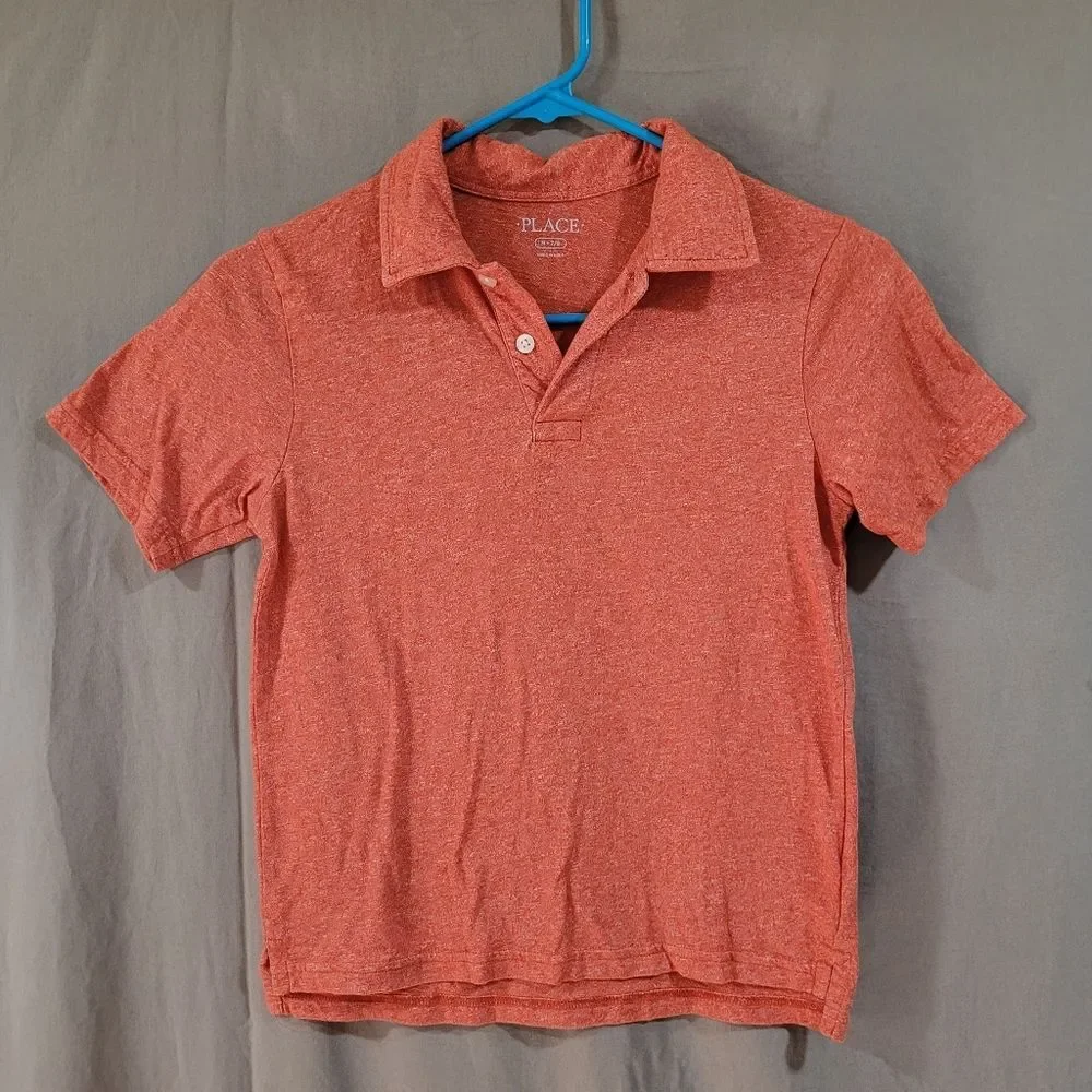The children's place boys medium 7/8 orange short sleeve polo tee shirt
